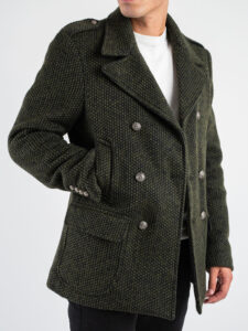 IMPERIAL Cappotto corto doppiopetto in misto lana lavorata con bottoni gioiello K5441K4851 Militare (2)