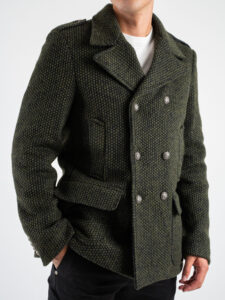 IMPERIAL Cappotto corto doppiopetto in misto lana lavorata con bottoni gioiello K5441K4851 Militare (3)