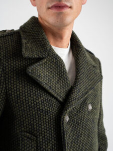 IMPERIAL Cappotto corto doppiopetto in misto lana lavorata con bottoni gioiello K5441K4851 Militare (4)