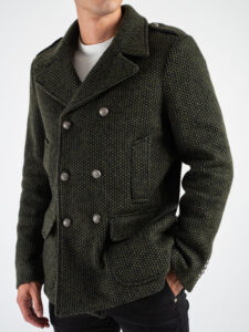 IMPERIAL Cappotto corto doppiopetto in misto lana lavorata con bottoni gioiello K5441K4851 Militare (5)