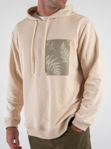 IMPERIAL Felpa in cotone con cappuccio e patch frontale in fantasia FF46FGS Beige (1)