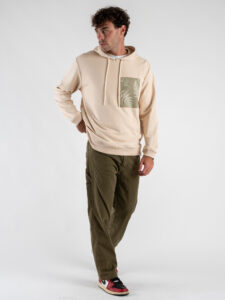 IMPERIAL Felpa in cotone con cappuccio e patch frontale in fantasia FF46FGS Beige (5)