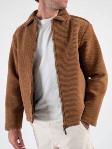 IMPERIAL Giubbino elastico a costina larga con zip e colletto U6407GC644 Camel (2)