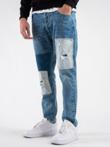 IMPERIAL Jeans morbido con rotture e toppe a contrasto P372MLUD94 Azzurro (4)