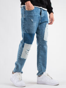 IMPERIAL Jeans morbido con rotture e toppe a contrasto P372MLUD94 Azzurro (5)