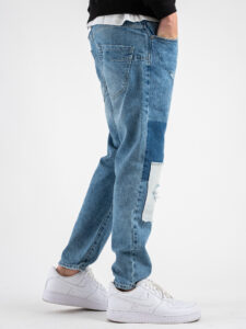 IMPERIAL Jeans morbido con rotture e toppe a contrasto P372MLUD94 Azzurro (6)