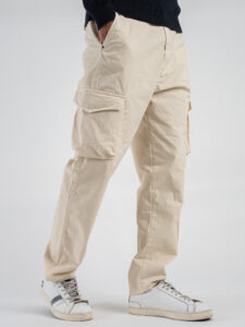 IMPERIAL Pantalone cargo con inserto elastico in vita P8379AISCR Off White (2)