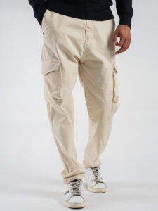 IMPERIAL Pantalone cargo con inserto elastico in vita P8379AISCR Off White (6)