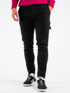 IMPERIAL Pantalone chinos con passante in jeans P640319308 Nero (3)