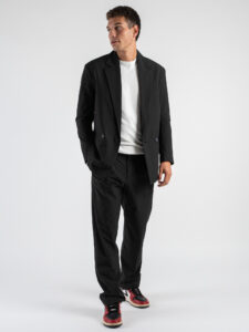 IMPERIAL Pantalone da abito baggy gessato PD3MIDP NeroCammello (2)