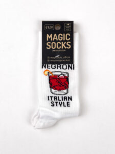MAGIC SOCKS Calze in spugna unisex tg. unica stampa NEGRONI Bianca