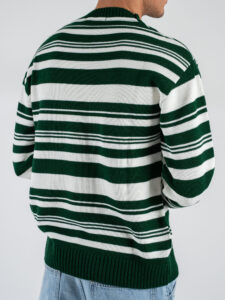 Maglione girocollo a righe in misto lana PDC006 PannaVerde (1)