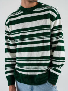 Maglione girocollo a righe in misto lana PDC006 PannaVerde (4)