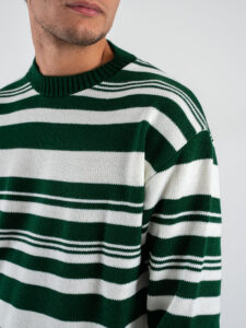 Maglione girocollo a righe in misto lana PDC006 PannaVerde (5)