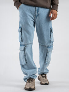ONLY&SONS Jeans straight cargo con tasconi laterali EDGE 22030829 Light Blue Denim (2)