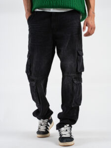 ONLY&SONS Jeans straight cargo con tasconi laterali EDGE 22030829 Washed Black (5)