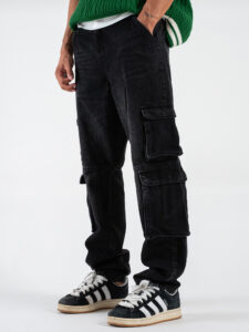 ONLY&SONS Jeans straight cargo con tasconi laterali EDGE 22030829 Washed Black (6)
