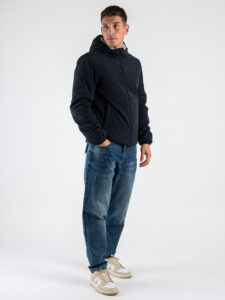 OVER-D Giubbino corto invernale reversibile con zip e cappuccio OE1F2W4J03 BluGhiaccio (2)
