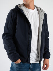 OVER-D Giubbino corto invernale reversibile con zip e cappuccio OE1F2W4J03 BluGhiaccio (7)
