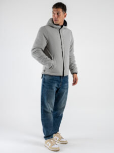 OVER-D Giubbino corto invernale reversibile con zip e cappuccio OE1F2W4J03 BluGhiaccio (8)