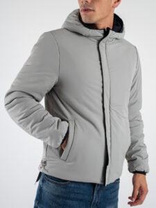 OVER-D Giubbino corto invernale reversibile con zip e cappuccio OE1F2W4J03 BluGhiaccio (9)