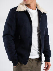 OVER-D Giubbotto imbottito con collo in pelo OE1F2W4J30 Blu (3)