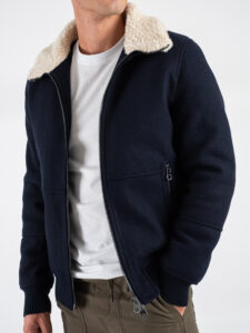 OVER-D Giubbotto imbottito con collo in pelo OE1F2W4J30 Blu (4)