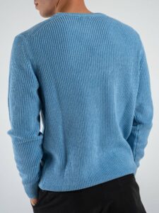 OVER-D Maglione girocollo a costine OE1F2WAM32 Azzurro (1)