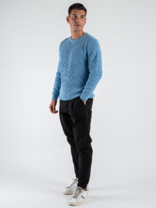 OVER-D Maglione girocollo a costine OE1F2WAM32 Azzurro (2)