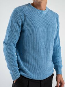 OVER-D Maglione girocollo a costine OE1F2WAM32 Azzurro (3)