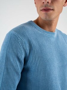 OVER-D Maglione girocollo a costine OE1F2WAM32 Azzurro (4)
