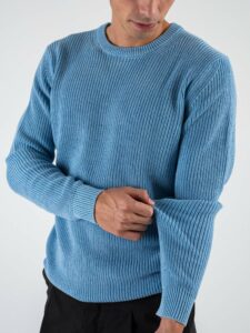 OVER-D Maglione girocollo a costine OE1F2WAM32 Azzurro (5)