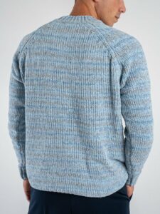 OVER-D Maglione girocollo in ciniglia a righe colorate OE1F2W4M42 Blu (1)