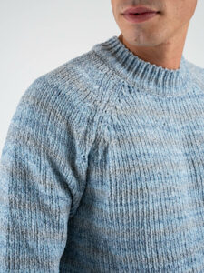 OVER-D Maglione girocollo in ciniglia a righe colorate OE1F2W4M42 Blu (6)