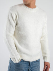 OVER-D Maglione girocollo in misto lana vestibilità morbida OE1F2W4M16 Panna (2)