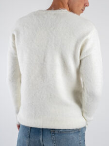 OVER-D Maglione girocollo in misto lana vestibilità morbida OE1F2W4M16 Panna (3)