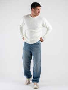 OVER-D Maglione girocollo in misto lana vestibilità morbida OE1F2W4M16 Panna (5)