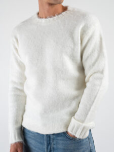 OVER-D Maglione girocollo in misto lana vestibilità morbida OE1F2W4M16 Panna (6)