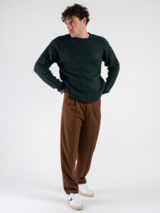 OVER-D Maglione girocollo in misto lana vestibilità morbida OE1F2W4M16 Verde (2)