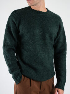 OVER-D Maglione girocollo in misto lana vestibilità morbida OE1F2W4M16 Verde (3)