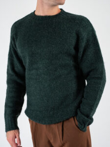 OVER-D Maglione girocollo in misto lana vestibilità morbida OE1F2W4M16 Verde (4)