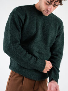 OVER-D Maglione girocollo in misto lana vestibilità morbida OE1F2W4M16 Verde (6)