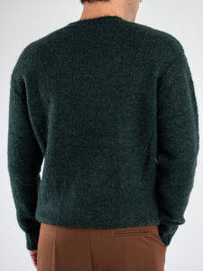 OVER-D Maglione girocollo in misto lana vestibilità morbida OE1F2W4M16 Verde (7)