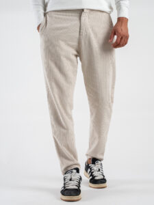 OVER-D Pantalone in velluto con gamba morbida OE1F2W4P47 Avorio (3)
