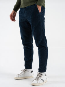 OVER-D Pantalone in velluto con gamba morbida OE1F2W4P47 Blu (3)