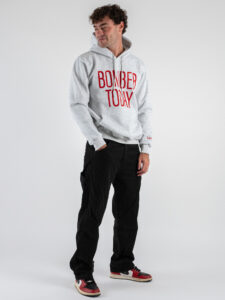 SUPERCULTURE Felpa con cappuccio felpata con ricamo a catenella BOMBER TODAY A931 GrigioRosso (2)