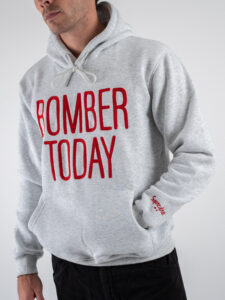 SUPERCULTURE Felpa con cappuccio felpata con ricamo a catenella BOMBER TODAY A931 GrigioRosso (3)