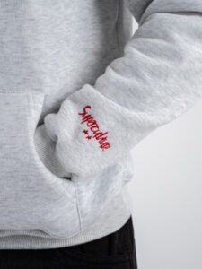 SUPERCULTURE Felpa con cappuccio felpata con ricamo a catenella BOMBER TODAY A931 GrigioRosso (4)