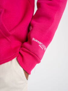 SUPERCULTURE Felpa con cappuccio felpata t.unita con logo sul polso JOY-Z Fucsia (5)