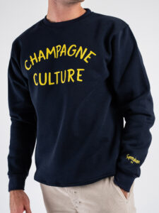 SUPERCULTURE Felpa girocollo felpata CHAMPAGNE CULTURE A957 Blu (3)